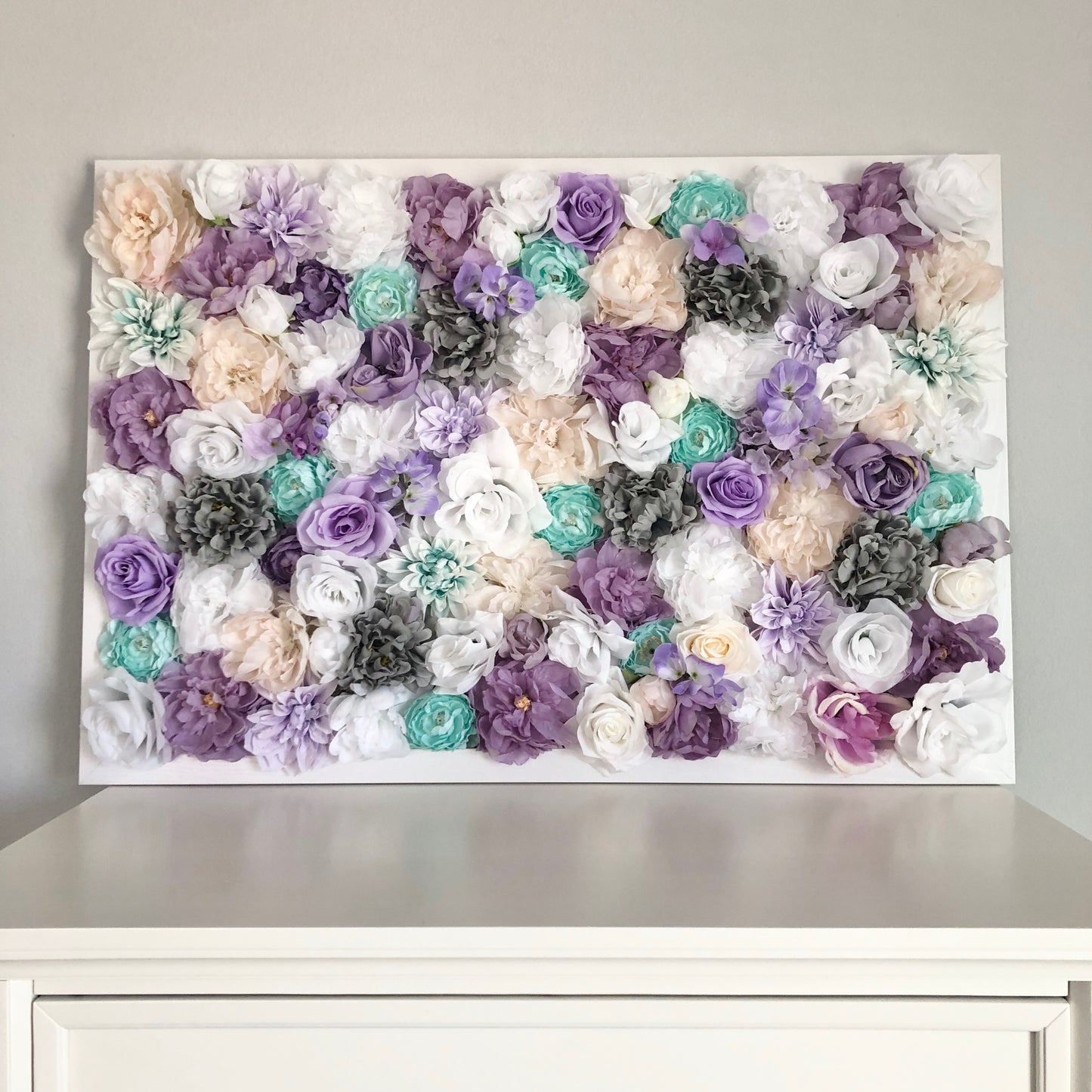 Custom floral wall backdrop for baby shower and bridal shower events