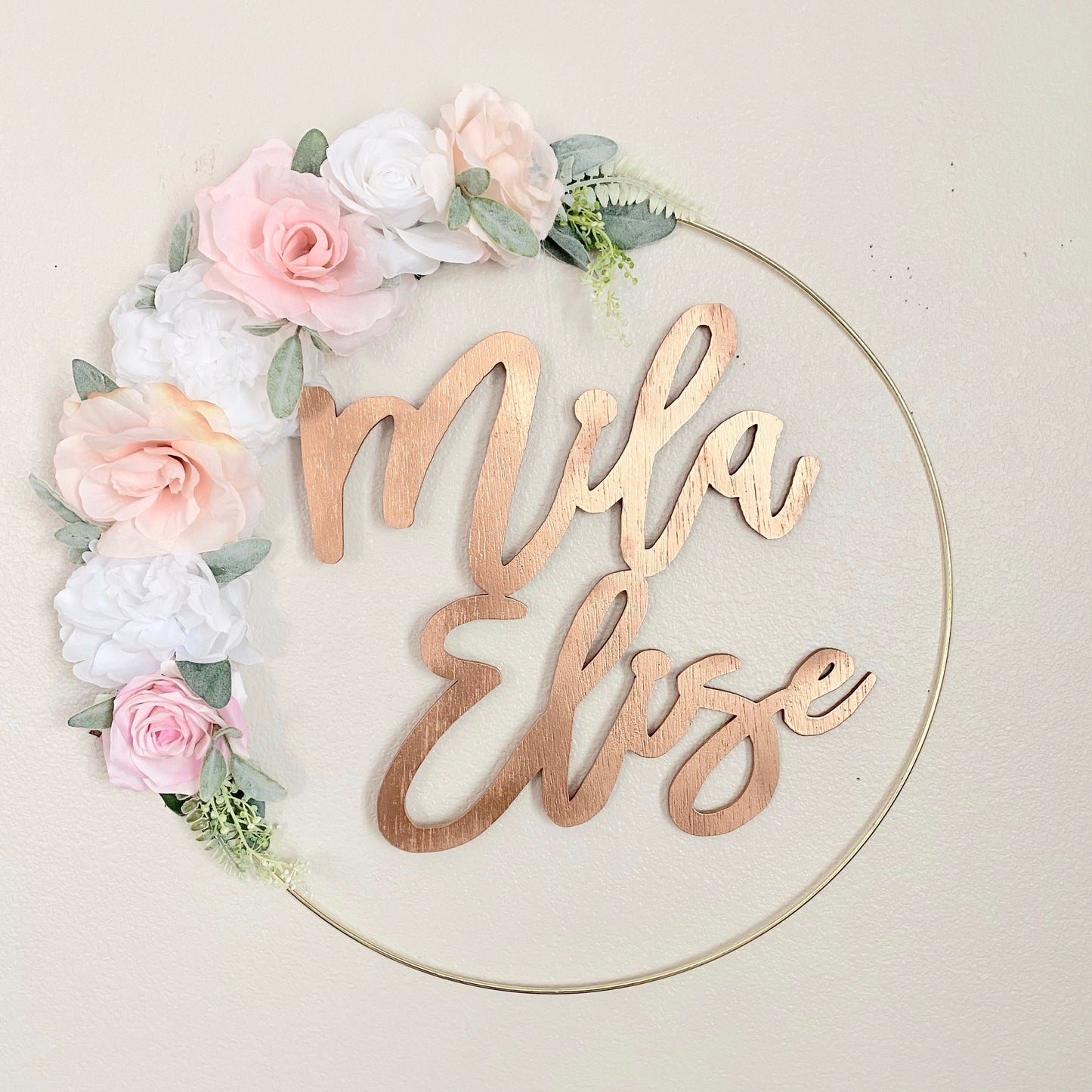 Floral Hoop Wreath Name Sign, Girl Nursery Wall Decor, Door Name Sign, Hospital Room Sign, Baby Name Sign Decor, Flower Wall Decor Nursery