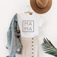 MAMA sublimation tee lifestyle photo, soft triblend unisex fit