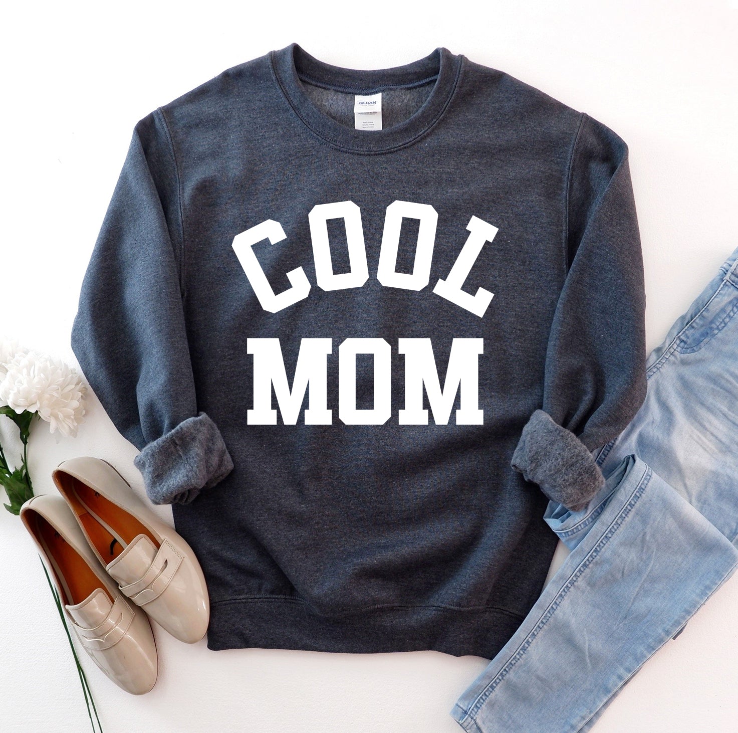 Cool Mom Sweatshirt in maroon - cozy crewneck birthday gift for mom