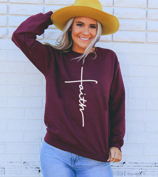 Faith sweatshirt Christian gift lifestyle photo cozy crew neck