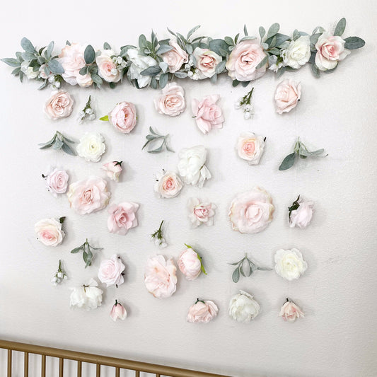 Flower Wall Hanging, Boho Baby Shower, Boho Bridal Shower Decor, Girl Nursery Decor Girl, Over the Crib Sign, Floral Wall, Flower Curtain