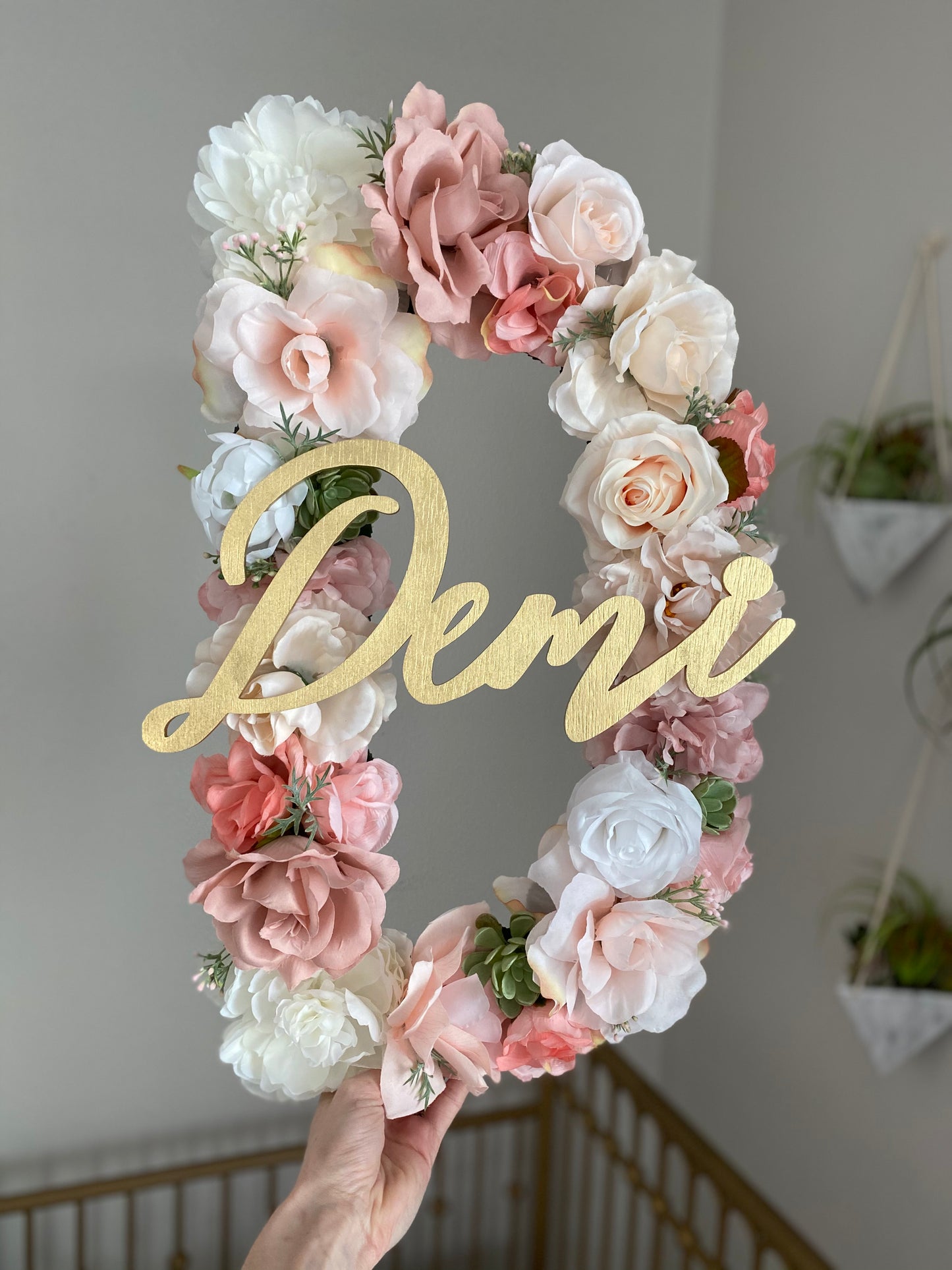 flower letter nursery name sign floral birthday party flower wall