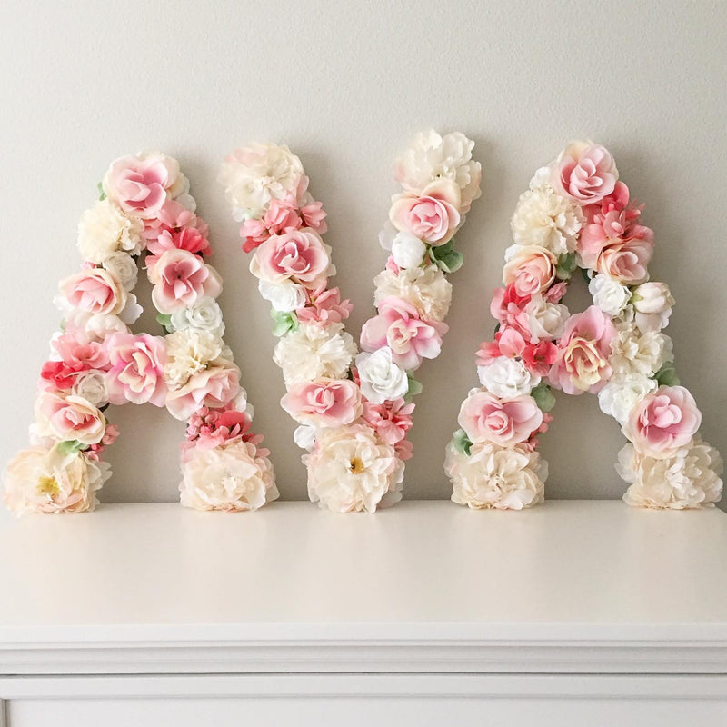 girl name decor nursery name decor girl nursery decor girl floral letter flower letter 