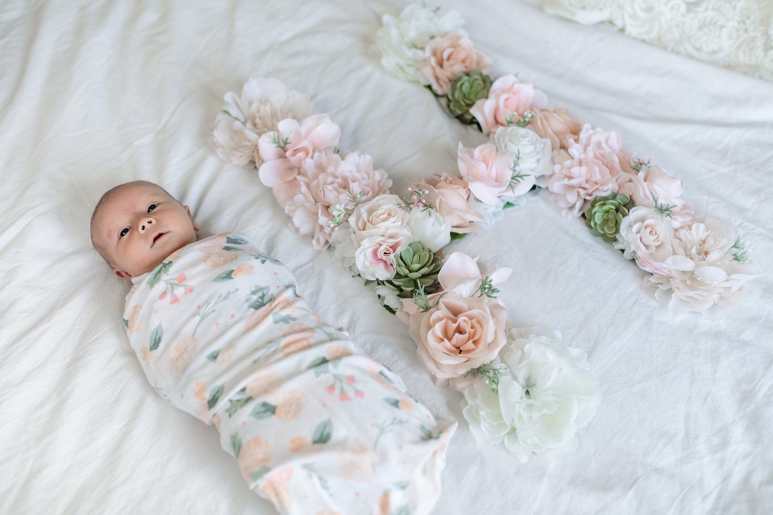 wood flower letter sign newborn milestone photo prop for blush nursery girl