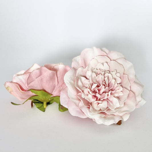 Large Artificial 4" Dusty Pink and White Peony Head Light Pink Peony Soft Pink Peony Wedding Decor Peony Wreath Supply Fake Peony Supply