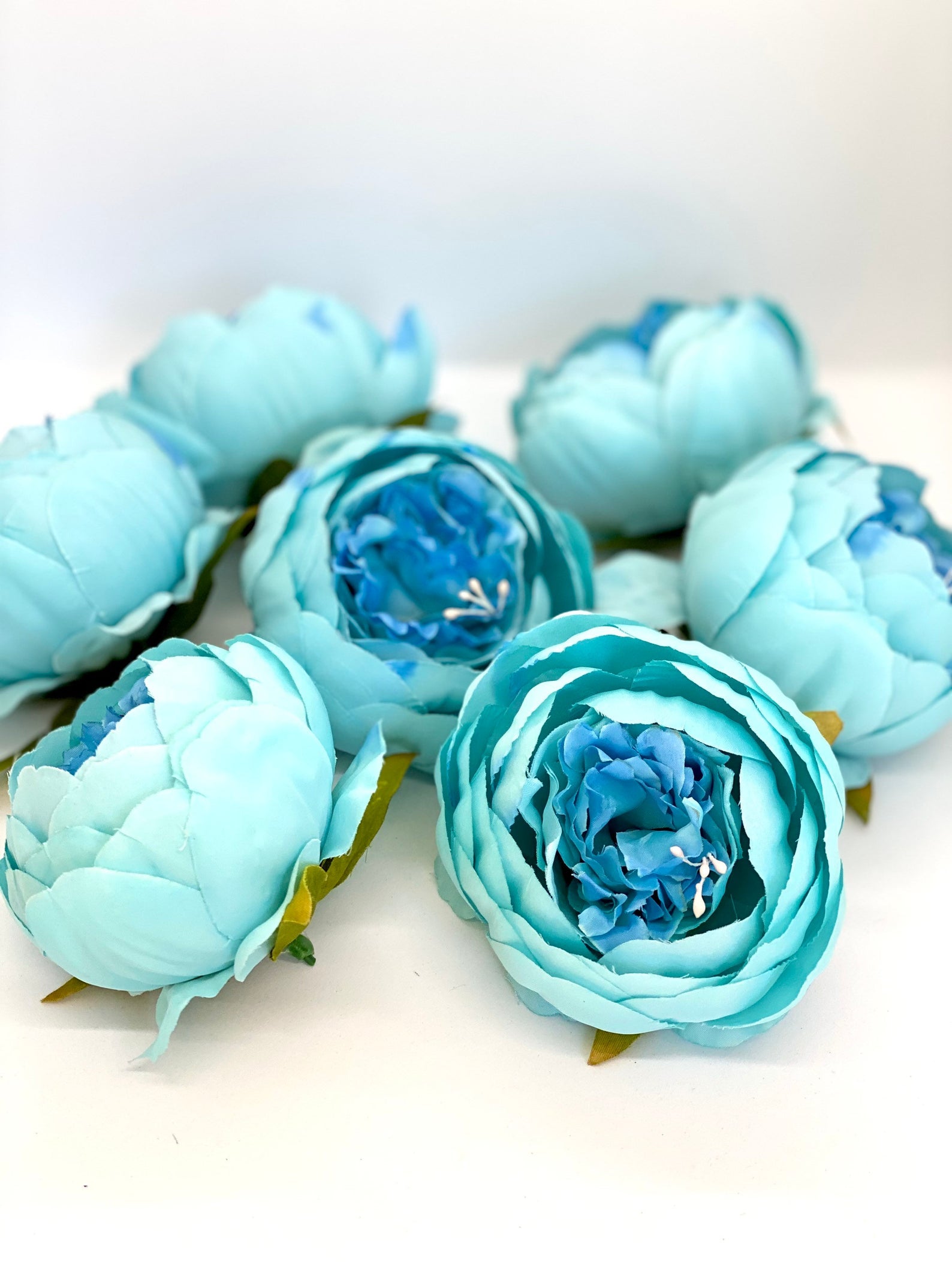 4" Double Peony in Bright Aqua Blue Closed Blue Peony Blush Peony Closed Aqua Peony Two Tone Peony Wedding Peony Flower Cake Peony Blue