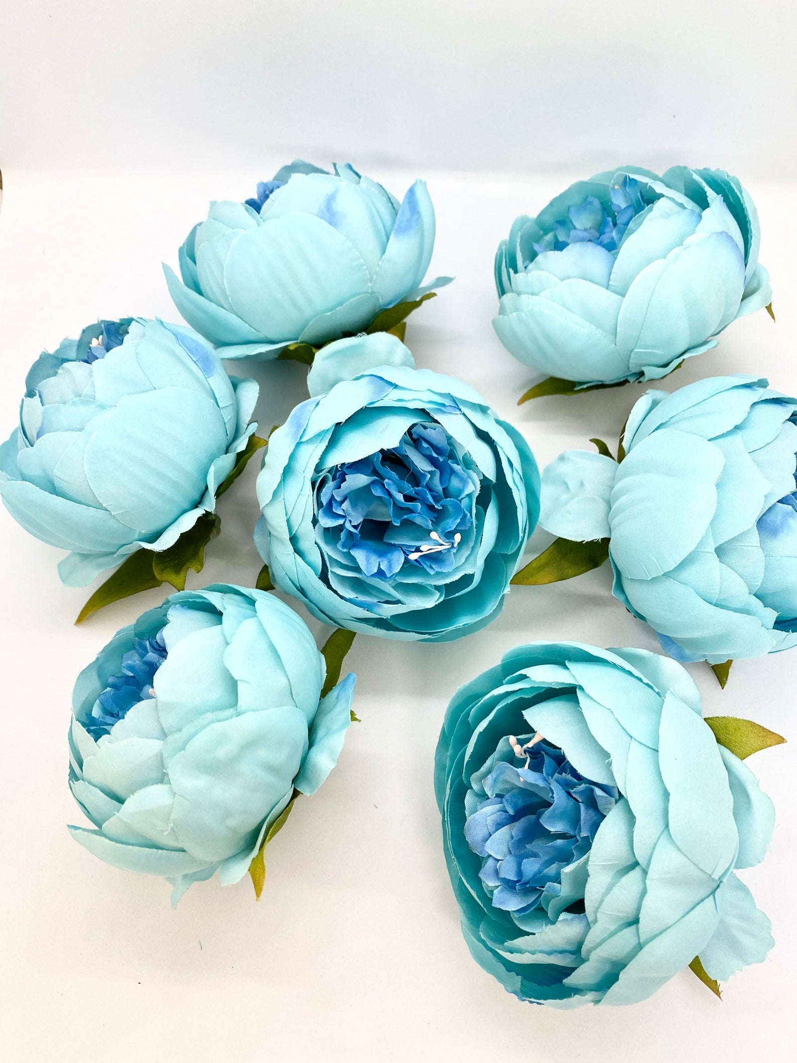 4" Double Peony in Bright Aqua Blue Closed Blue Peony Blush Peony Closed Aqua Peony Two Tone Peony Wedding Peony Flower Cake Peony Blue