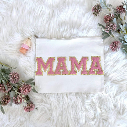 Large 9" x 11" MAMA Cosmetic Bag Mom Bag Organizer Diaper Bag New Mom Gift Baby Shower Gift Girl Mom Gift MAMA Life Large Zipper Pouch Bag