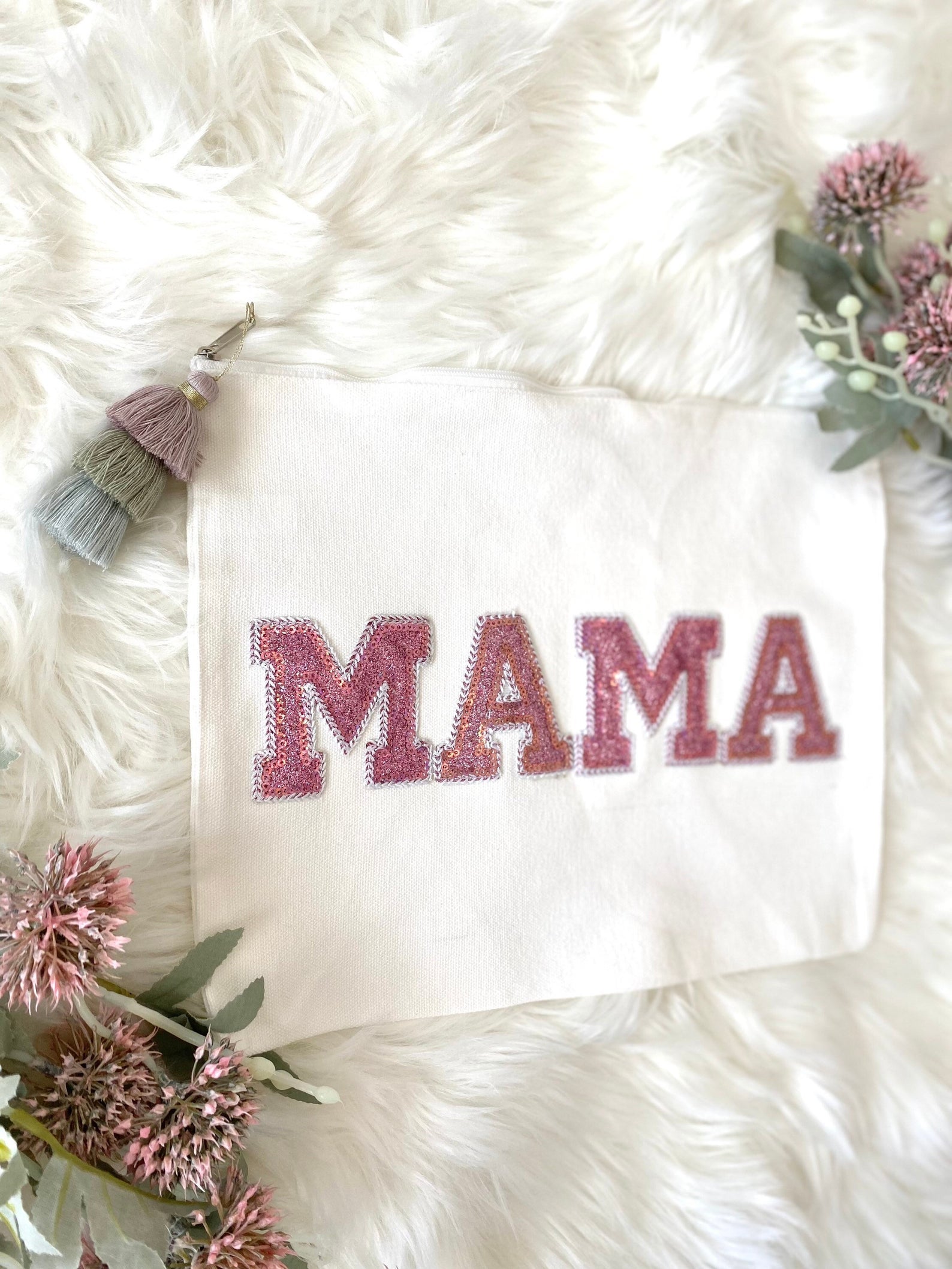 Large 9" x 11" MAMA Diaper Bag Organizer New Mom Gift Baby Shower Gift Girl Mom Life MAMA Life Large Zip Pouch Travel Bag Cosmetic Bag