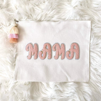 Large Zip Pouch 9" x 11" MAMA Essentials Pouch Toiletries Organizer Cosmetic Organizer Diaper Bag Organizer Canvas Zipper Pouch Large Bag