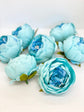 4" Double Peony in Bright Aqua Blue Closed Blue Peony Blush Peony Closed Aqua Peony Two Tone Peony Wedding Peony Flower Cake Peony Blue