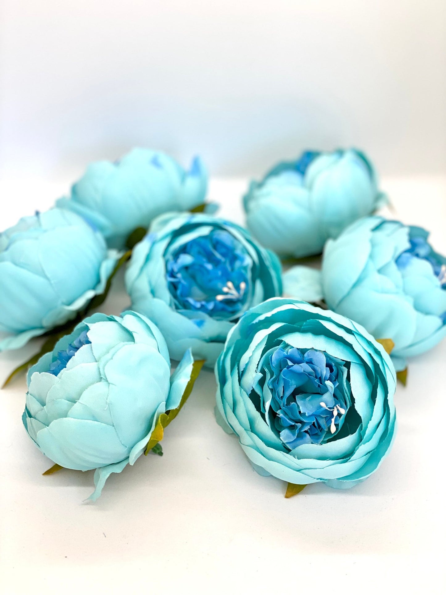 4" Double Peony in Bright Aqua Blue Closed Blue Peony Blush Peony Closed Aqua Peony Two Tone Peony Wedding Peony Flower Cake Peony Blue