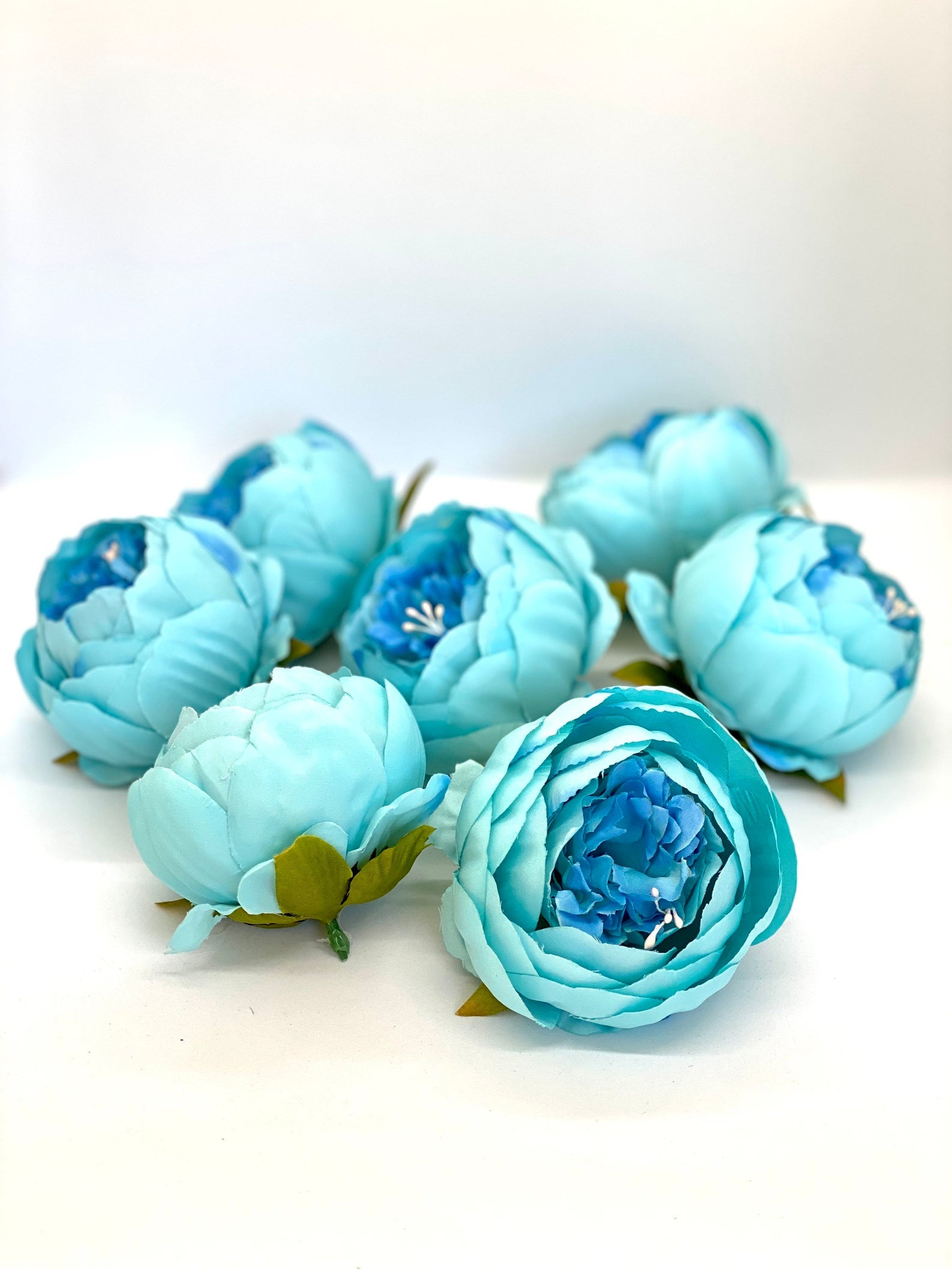 4" Double Peony in Bright Aqua Blue Closed Blue Peony Blush Peony Closed Aqua Peony Two Tone Peony Wedding Peony Flower Cake Peony Blue
