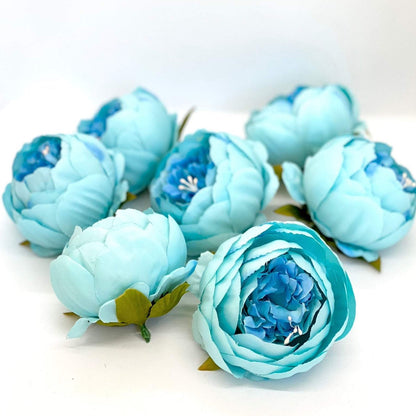 4" Double Peony in Bright Aqua Blue Closed Blue Peony Blush Peony Closed Aqua Peony Two Tone Peony Wedding Peony Flower Cake Peony Blue