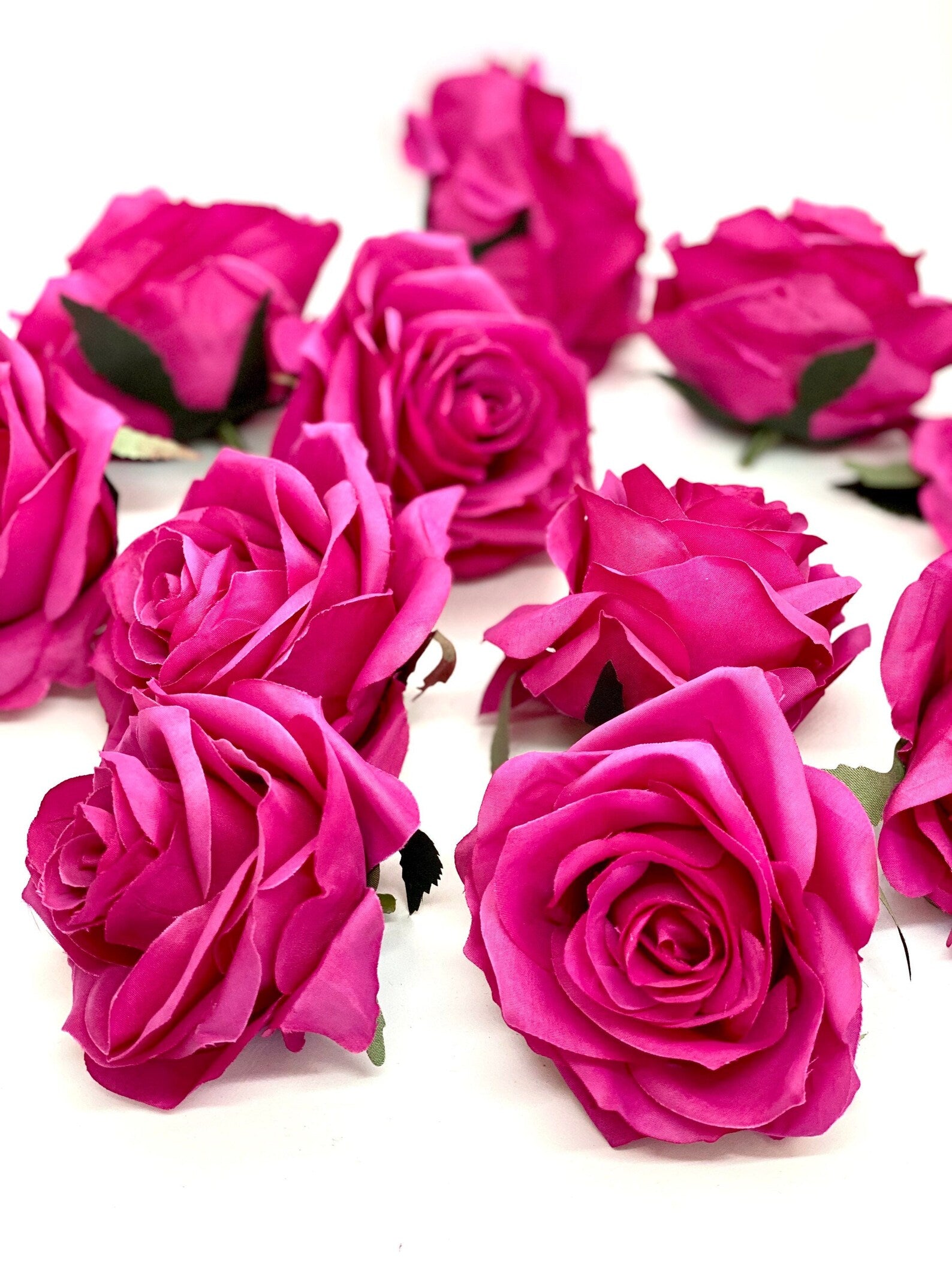 3.5" Artificial Fuchsia Flower Fuchsia Artificial Rose Head Fuchsia Artificial Flower Bright Pink Flower Crown Fuchsia Wedding Decor Fuchsia