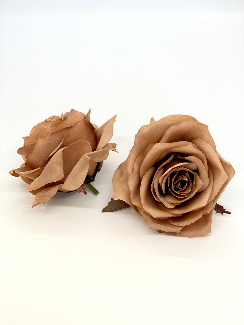  3.5" Toffee Brown Rose Flower Brown Artificial Rose Brown Artificial Flower Brown Faux Flower Brown Boho Wedding Decor Toffee Wedding