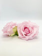 Blush pink silk rose head side view with small stem for wedding decor