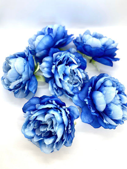 5" Royal Blue Peony Two Tone Peony Wedding Flower Fluffy Peony Flower Artificial Peony Bright Blue Wedding Flower Blue Peony Decor