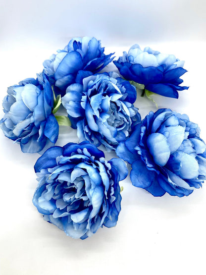 5" Royal Blue Peony Two Tone Peony Wedding Flower Fluffy Peony Flower Artificial Peony Bright Blue Wedding Flower Blue Peony Decor