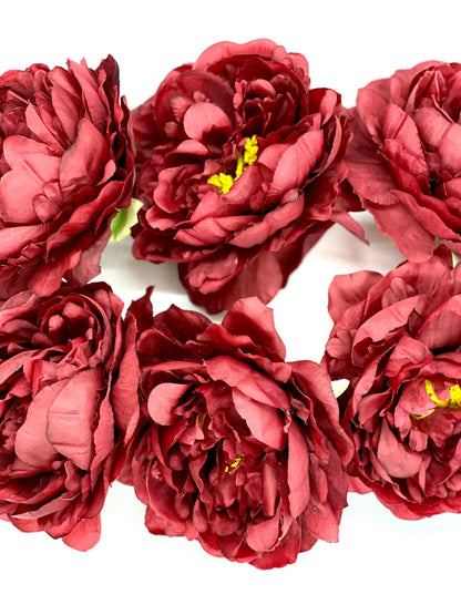 5" Deep Red Peony Burgundy Peony Wedding Flower Fluffy Peony Flower Artificial Peony Red Wedding Flower Dark Red Peony Decor Fall Wedding