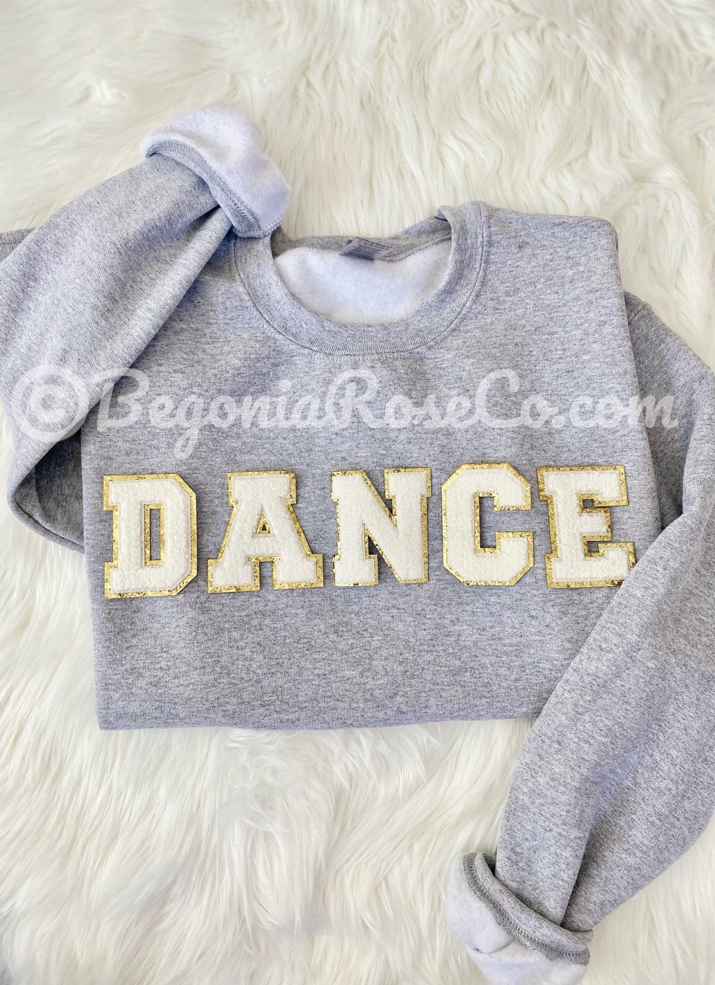 CHEER patch sweatshirt youth size close-up - dance team cheerleader apparel
