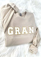 MIMI patch sweatshirt black with cream white chenille letters - grandma gift