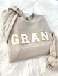 NANA patch sweatshirt grey with light pink chenille letter patches - grandma gift