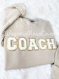 COACH patch sweatshirt black with cream white chenille letters - team gift