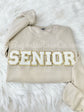 SENIOR patch crewneck sweatshirt sand - graduation gift senior letterman style