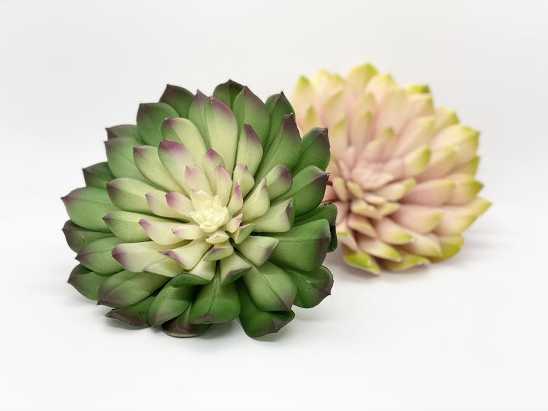 Large 6" Faux Succulent Plant Fake Succulent Decor Two Tone Succulent Favor Succulent Artificial Succulent Wall Green Succulent Echeveria
