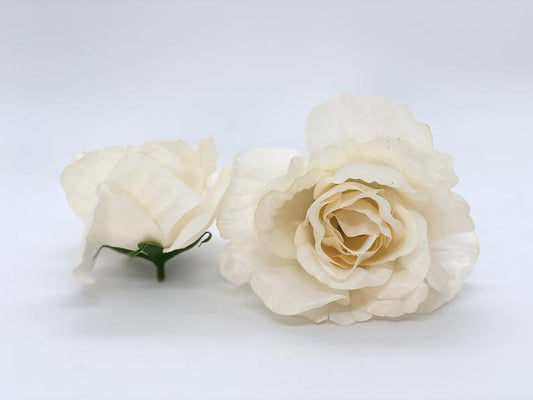 Tan taupe faux rose silk flower closeup for bridal bouquets and decor