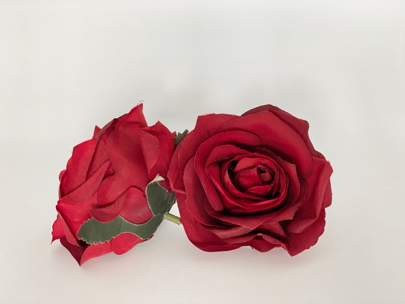 3.5" Artificial Red Rose Red Silk Flower Red Rose Head Dark Red Rose Dark Red Silk Flower Red Wedding Flower Red Floral Arrangement Red