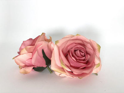 3.5" Artificial Faded Red Rose Head Light Red Rose Red Silk Flower Red Wedding Flower Faded Red Flower Artificial Rose Head Red Floral