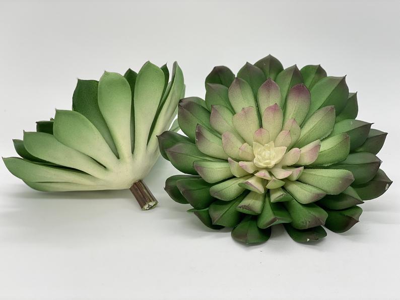 Large 6" Faux Succulent Plant Fake Succulent Decor Two Tone Succulent Favor Succulent Artificial Succulent Wall Green Succulent Echeveria