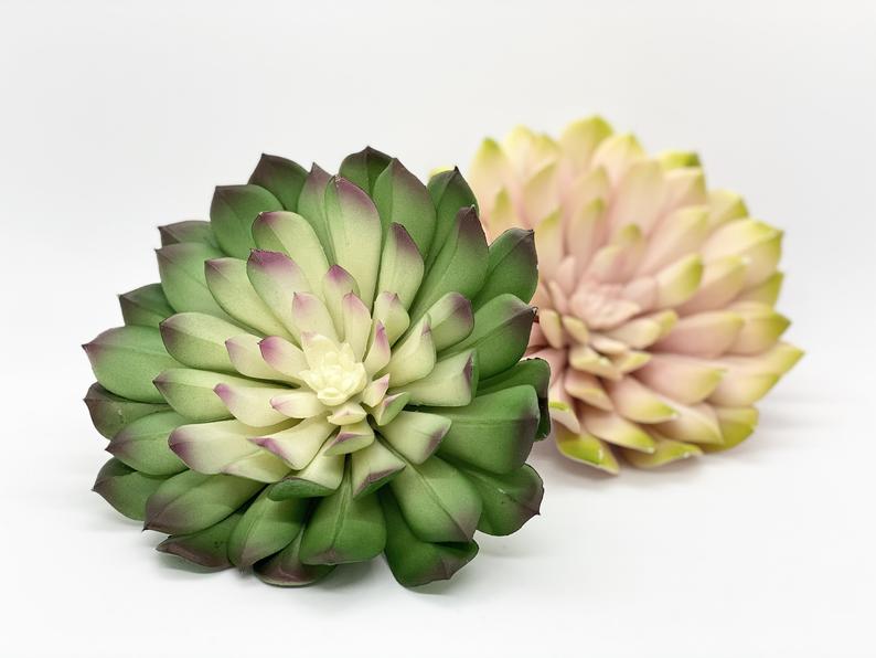 Large 6" Faux Succulent Plant Fake Succulent Decor Two Tone Succulent Favor Succulent Artificial Succulent Wall Green Succulent Echeveria