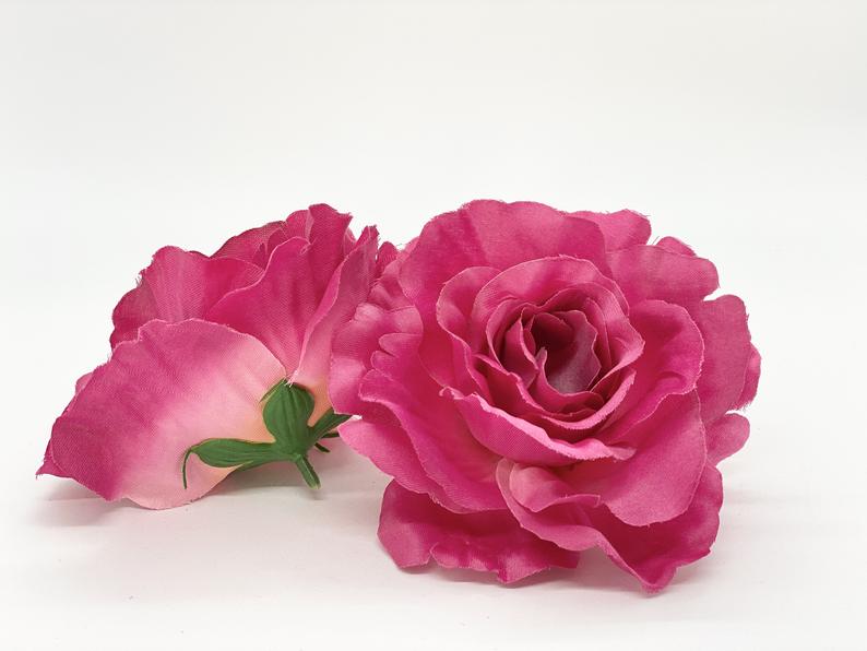 3.5" Large Open Fuchsia Rose Large Hot Pink Rose Fuchsia Silk Flower Fuchsia Artificial Flower Fuchsia Wedding Flower Fuchsia Party Flower