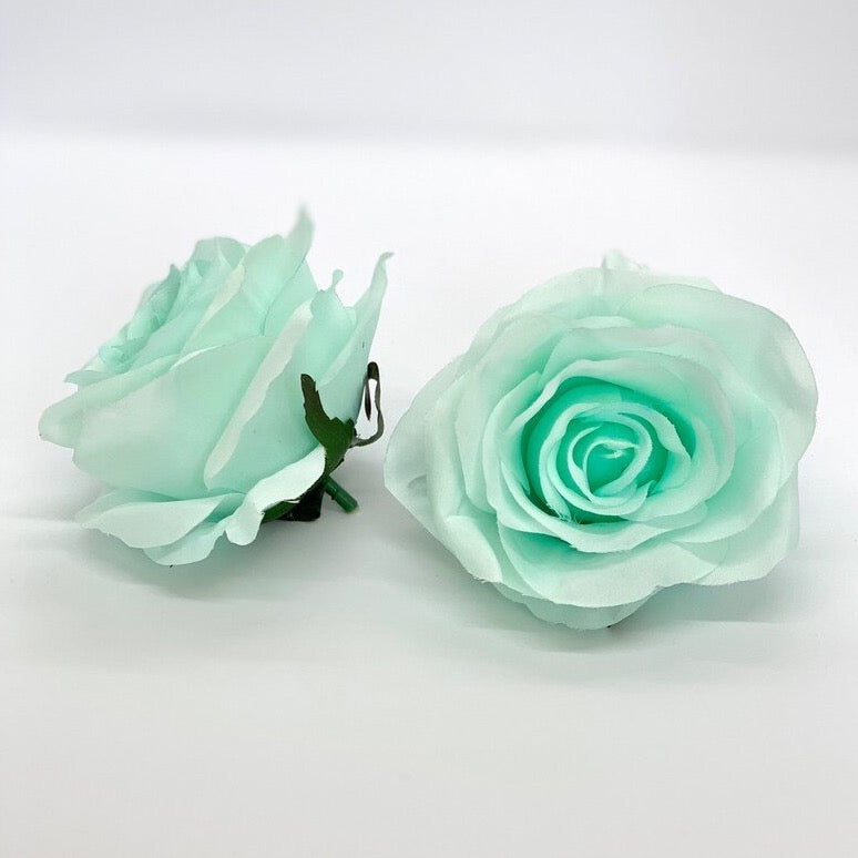 3" Artificial Aqua Mint Flower Aqua Artificial Rose Head Mint Artificial Flowers Turquoise Flower Crown Mint Wedding Decor Aqua Wedding