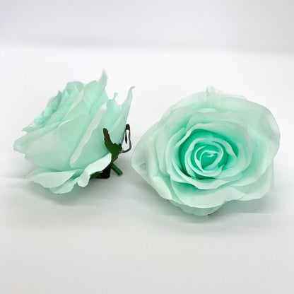 3" Artificial Aqua Mint Flower Aqua Artificial Rose Head Mint Artificial Flowers Turquoise Flower Crown Mint Wedding Decor Aqua Wedding