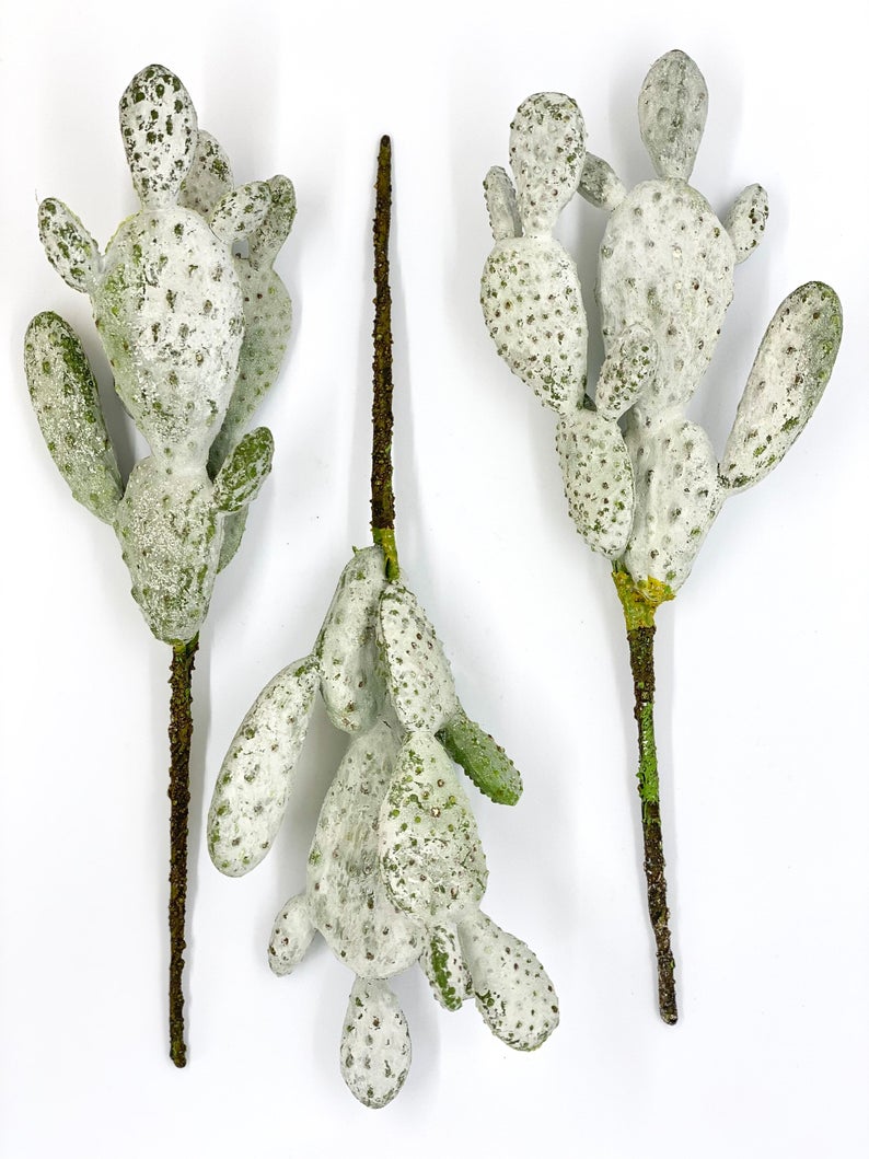 9.25" Artificial Cactus Pick Artificial Succulent Pick Faux Succulent Faux Cactus Decor Cacus Party Decor Frosted Cactus Light Green Cactus