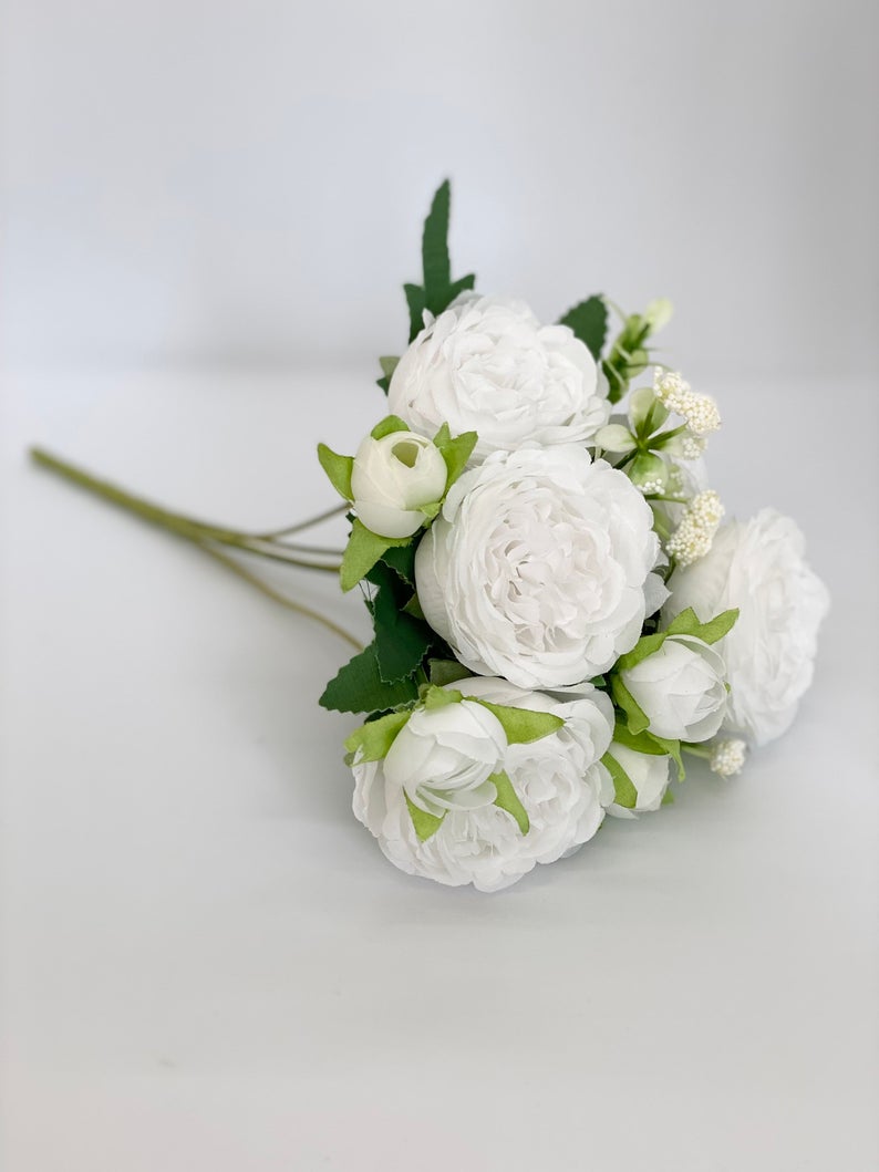 11" White Cabbage Rose Bouquet Wedding Cabbage Roses Mini Rose Bush Mini Wedding Bouquet Wedding Toss Bouquet Toss Wedding Cabbage Rose
