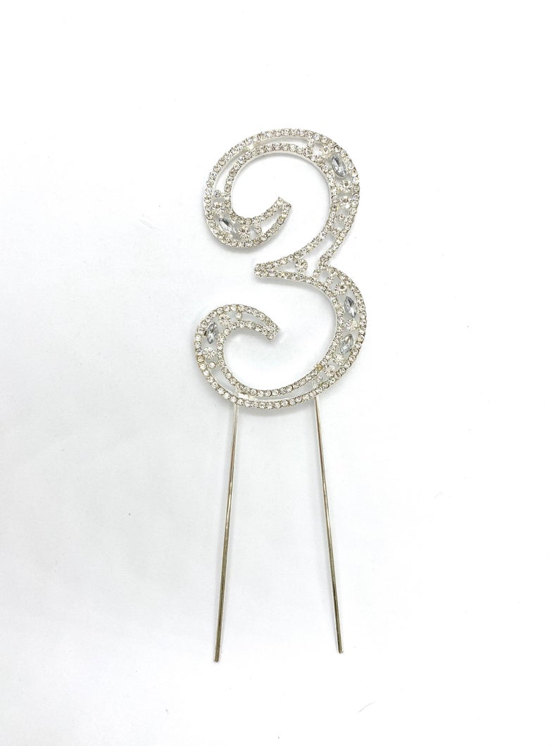 4" Rhinestone Number Cake Topper Rhinestone Cake Topper Rhinestone Birthday Number Cake Topper First Birthday Cake Number Second Birthday
