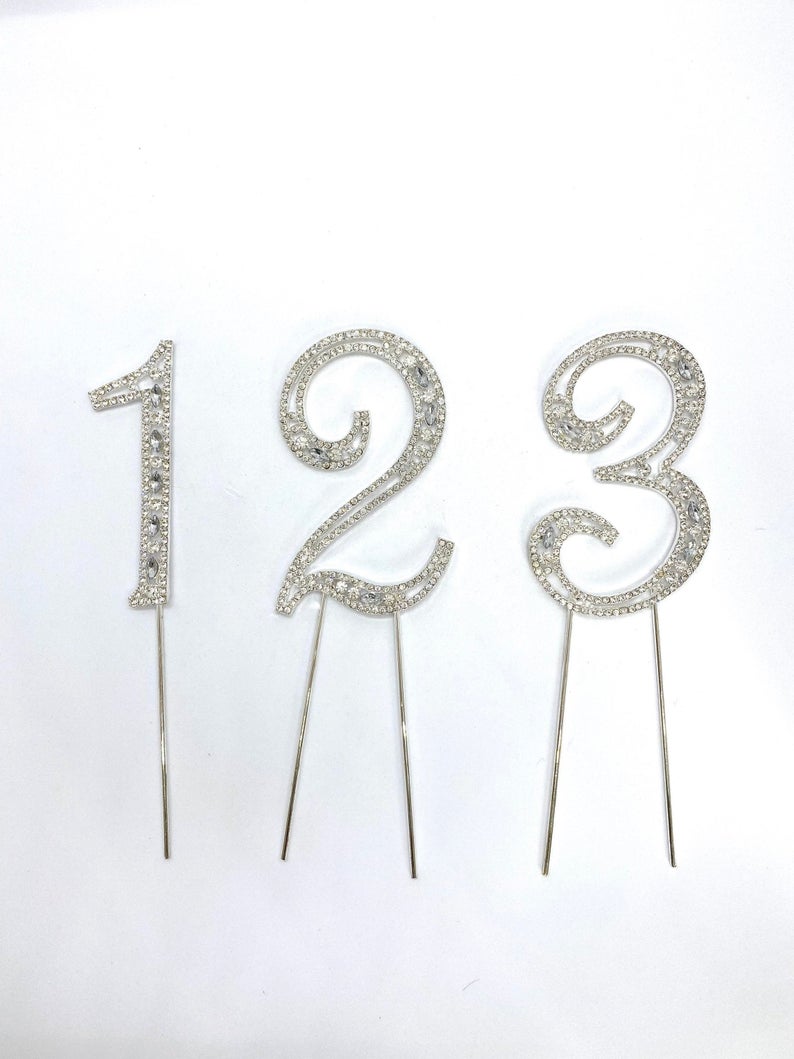 4" Rhinestone Number Cake Topper Rhinestone Cake Topper Rhinestone Birthday Number Cake Topper First Birthday Cake Number Second Birthday