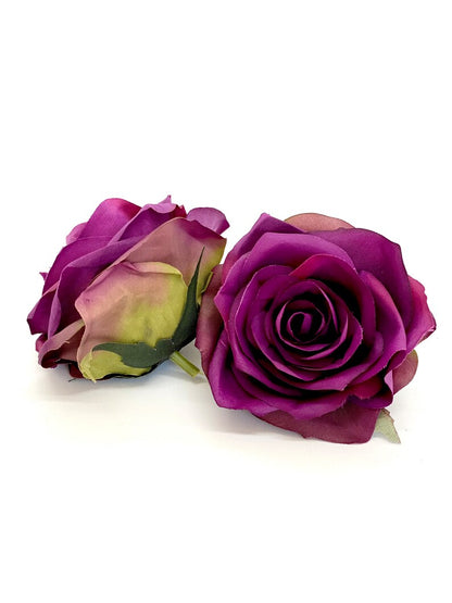 3.5" Artificial Purple Rose Flower Purple Artificial Rose Head Purple Artificial Flower Purple Faux Flower Flower Crown Purple Wedding Decor