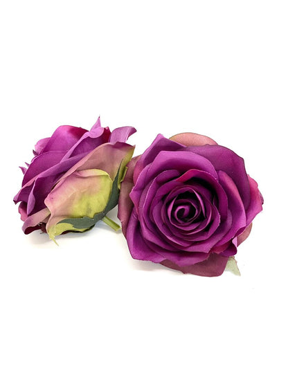 3.5" Artificial Purple Rose Flower Purple Artificial Rose Head Purple Artificial Flower Purple Faux Flower Flower Crown Purple Wedding Decor