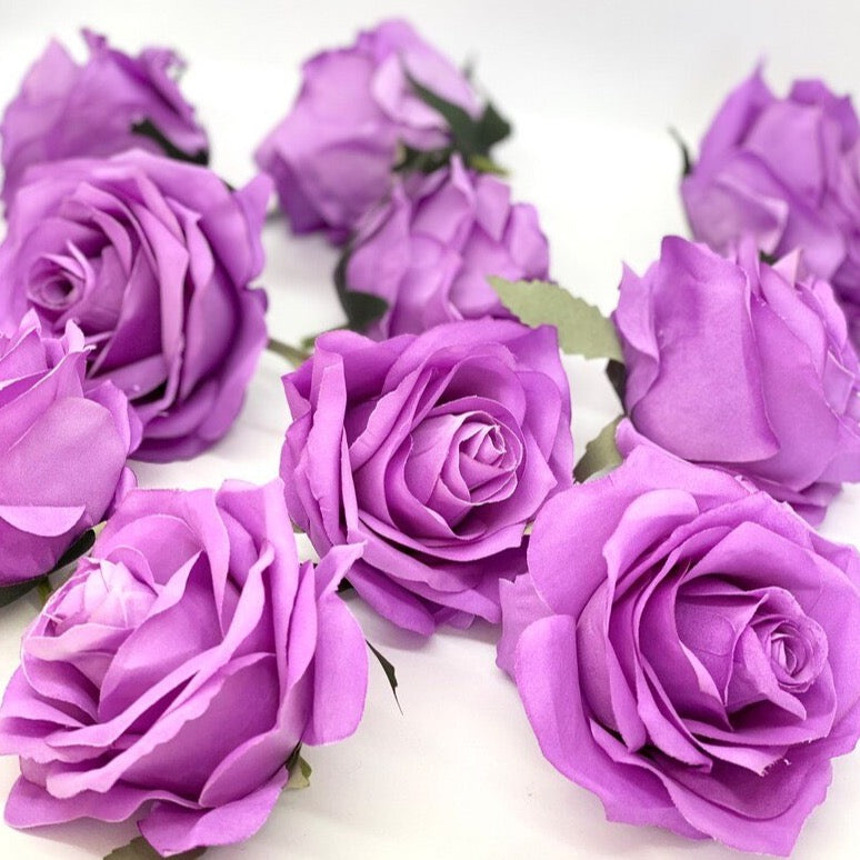 3.5" Medium Purple Rose Flower Purple Artificial Rose Head Dark Lavender Artificial Flower Purple Faux Flower Purple Wedding Decor Purple