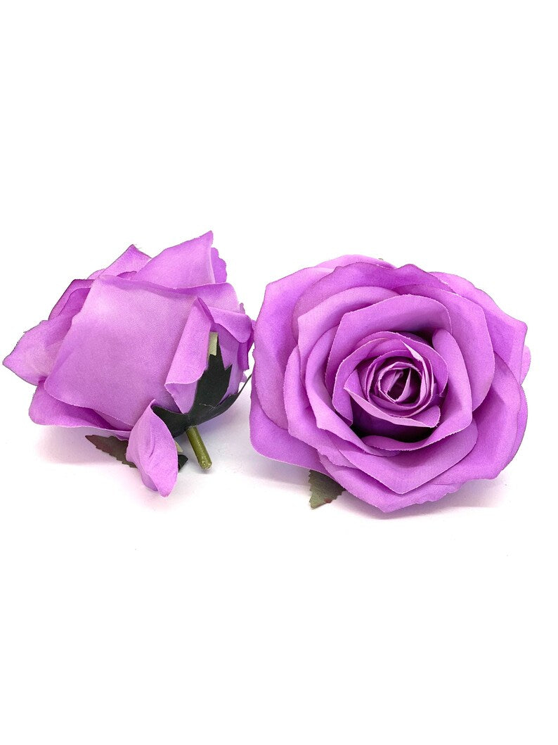3.5" Medium Purple Rose Flower Purple Artificial Rose Head Dark Lavender Artificial Flower Purple Faux Flower Purple Wedding Decor Purple