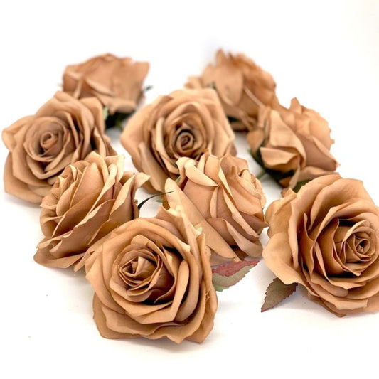  3.5" Toffee Brown Rose Flower Brown Artificial Rose Brown Artificial Flower Brown Faux Flower Brown Boho Wedding Decor Toffee Wedding