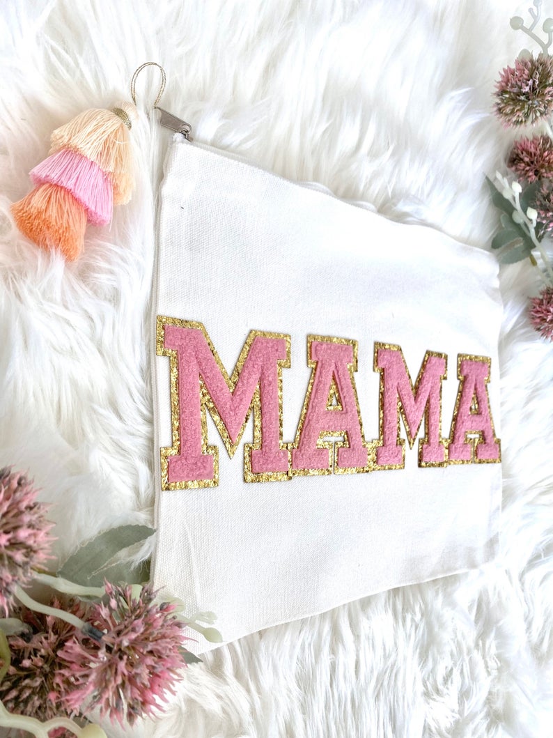 Large 9" x 11" MAMA Cosmetic Bag Mom Bag Organizer Diaper Bag New Mom Gift Baby Shower Gift Girl Mom Gift MAMA Life Large Zipper Pouch Bag