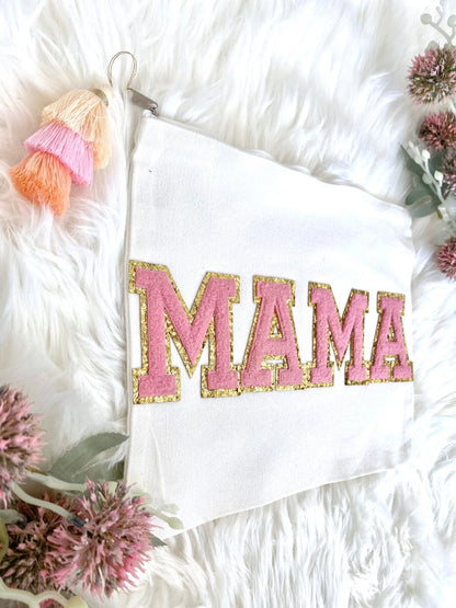Large 9" x 11" MAMA Cosmetic Bag Mom Bag Organizer Diaper Bag New Mom Gift Baby Shower Gift Girl Mom Gift MAMA Life Large Zipper Pouch Bag